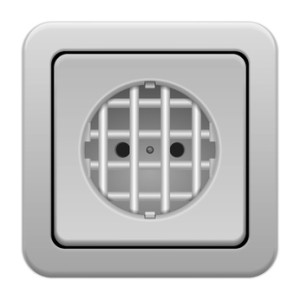 Steckdose hinter Gittern